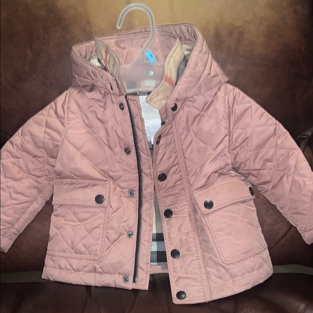 Burberry Pink Quilted Raincoat Water-Resistant